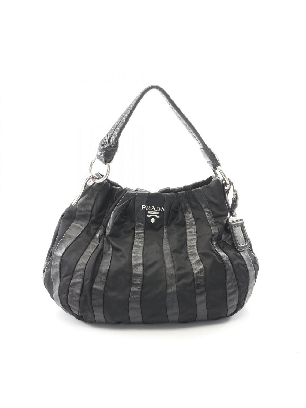 Prada Stripe Handbag Nylon Leather #362853P94B